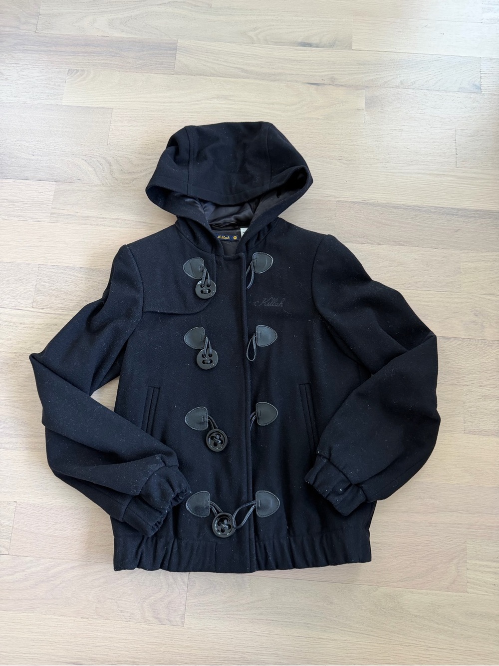 Miss Sixty Killah Black Wool Hooded Coat size XS